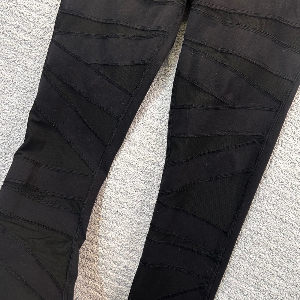 Lululemon Leggings High Times Tech Mesh 4 Black Athleisure Yoga Gym - Picture 3 of 6